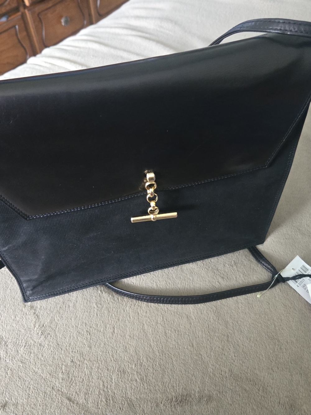Charles Jourdan Black Shoulder Bag with Gold Toggle